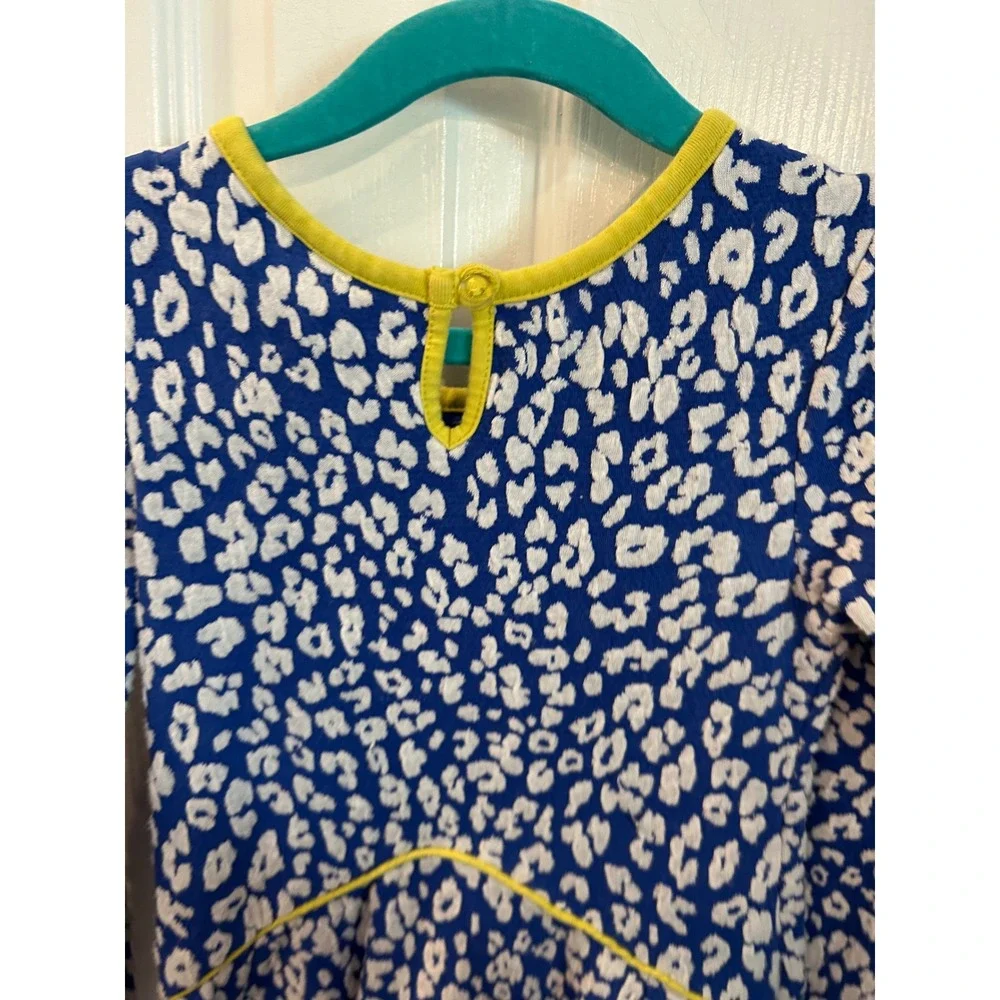 Emily Rose Dress Blue Animal Print Long Sleeve Flower Applique Kids Size 6